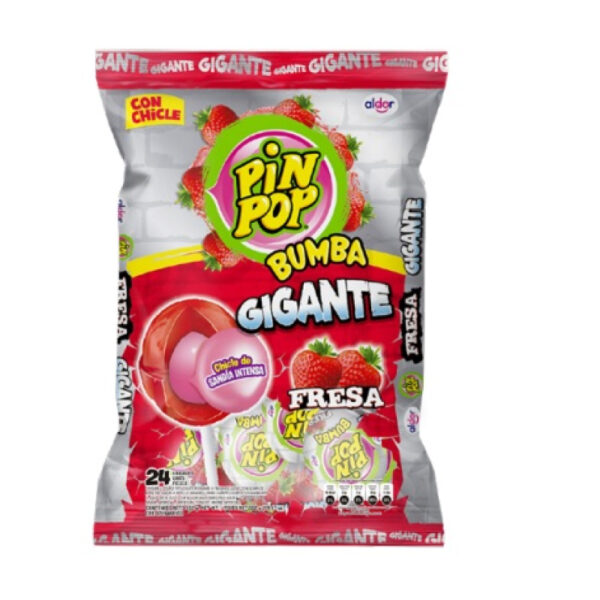 PIN POP GIGANTE FRESA 16 FUNDAS  24 UDS
