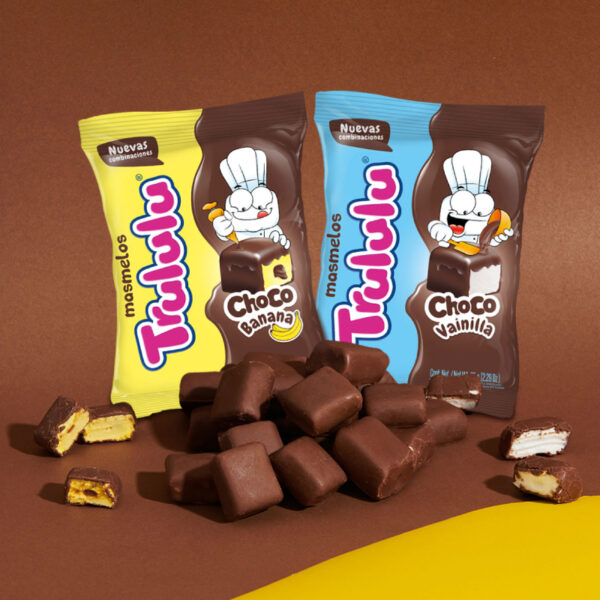 TRULULU MASMELOS SURTIDO CHOCO BANANA/ VAINILLA  50GR C/U 1*12*1